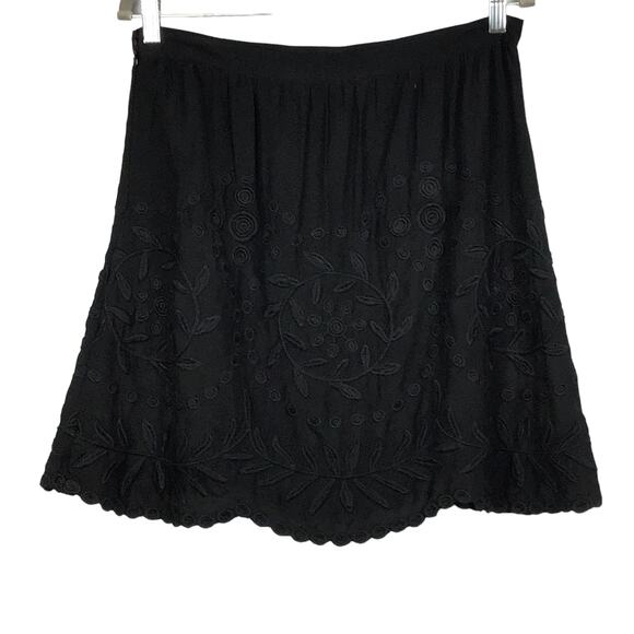 Ralph Lauren Black Label A Line Black Mini Skirt 10 Embroidered Voile NEW NWT - Picture 4 of 14